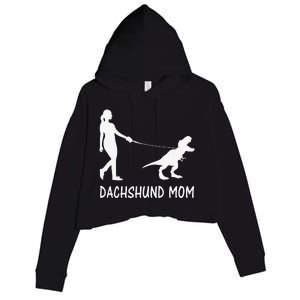 Dachshund Mom Doxie Mama Dog Dinosaur Funny Mothers Day Crop Fleece Hoodie