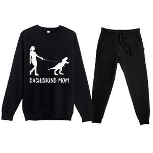 Dachshund Mom Doxie Mama Dog Dinosaur Funny Mothers Day Premium Crewneck Sweatsuit Set