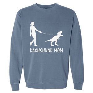 Dachshund Mom Doxie Mama Dog Dinosaur Funny Mothers Day Garment-Dyed Sweatshirt