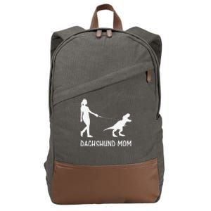 Dachshund Mom Doxie Mama Dog Dinosaur Funny Mothers Day Cotton Canvas Backpack