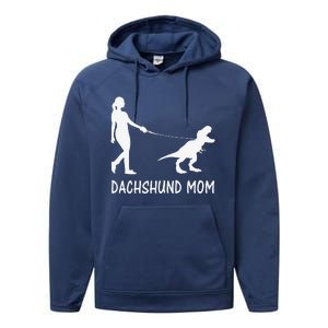 Dachshund Mom Doxie Mama Dog Dinosaur Funny Mothers Day Performance Fleece Hoodie