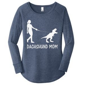 Dachshund Mom Doxie Mama Dog Dinosaur Funny Mothers Day Women's Perfect Tri Tunic Long Sleeve Shirt