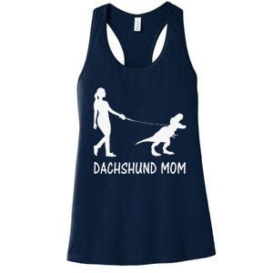 Dachshund Mom Doxie Mama Dog Dinosaur Funny Mothers Day Women's Racerback Tank