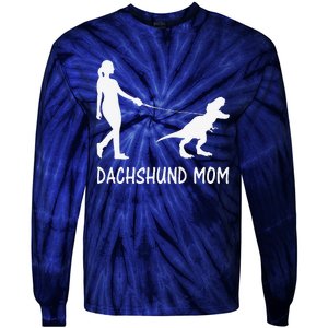 Dachshund Mom Doxie Mama Dog Dinosaur Funny Mothers Day Tie-Dye Long Sleeve Shirt