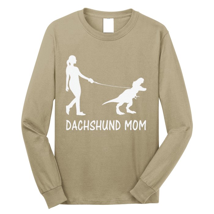 Dachshund Mom Doxie Mama Dog Dinosaur Funny Mothers Day Long Sleeve Shirt