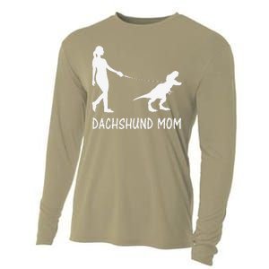 Dachshund Mom Doxie Mama Dog Dinosaur Funny Mothers Day Cooling Performance Long Sleeve Crew