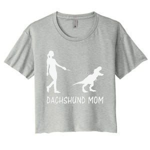 Dachshund Mom Doxie Mama Dog Dinosaur Funny Mothers Day Women's Crop Top Tee