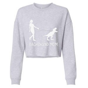 Dachshund Mom Doxie Mama Dog Dinosaur Funny Mothers Day Cropped Pullover Crew