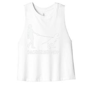 Dachshund Mom Doxie Mama Dog Dinosaur Funny Mothers Day Women's Racerback Cropped Tank