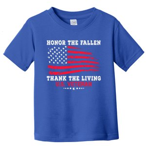 Distressed Memorial Day Honor The Fallen Thank The Living Cute Gift Toddler T-Shirt