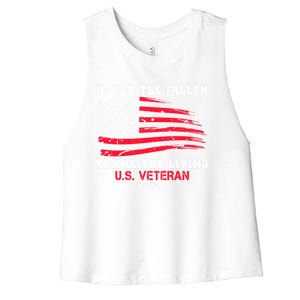 Distressed Memorial Day Honor The Fallen Thank The Living Cute Gift Women's Racerback Cropped Tank