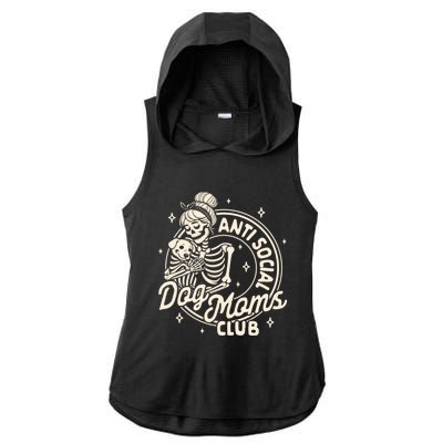 Dog Mom Dog Mama Dog Lady Skeleton Anti Social Dog Moms Club Funny Gift Ladies PosiCharge Tri-Blend Wicking Draft Hoodie Tank