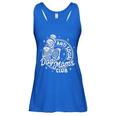 Dog Mom Dog Mama Dog Lady Skeleton Anti Social Dog Moms Club Funny Gift Ladies Essential Flowy Tank