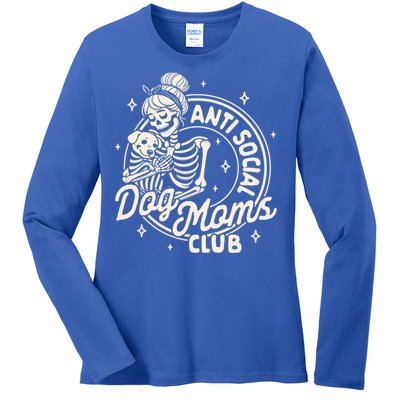 Dog Mom Dog Mama Dog Lady Skeleton Anti Social Dog Moms Club Funny Gift Ladies Long Sleeve Shirt