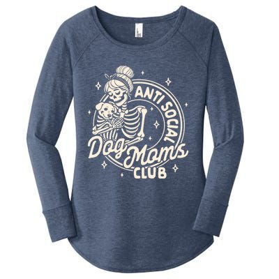 Dog Mom Dog Mama Dog Lady Skeleton Anti Social Dog Moms Club Funny Gift Women's Perfect Tri Tunic Long Sleeve Shirt