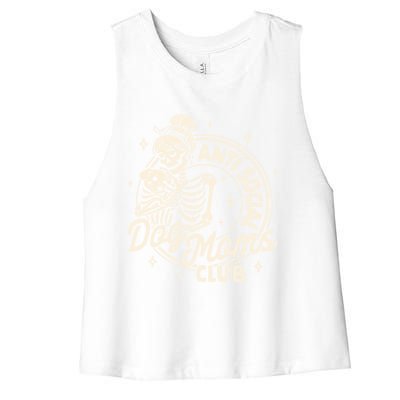 Dog Mom Dog Mama Dog Lady Skeleton Anti Social Dog Moms Club Funny Gift Women's Racerback Cropped Tank