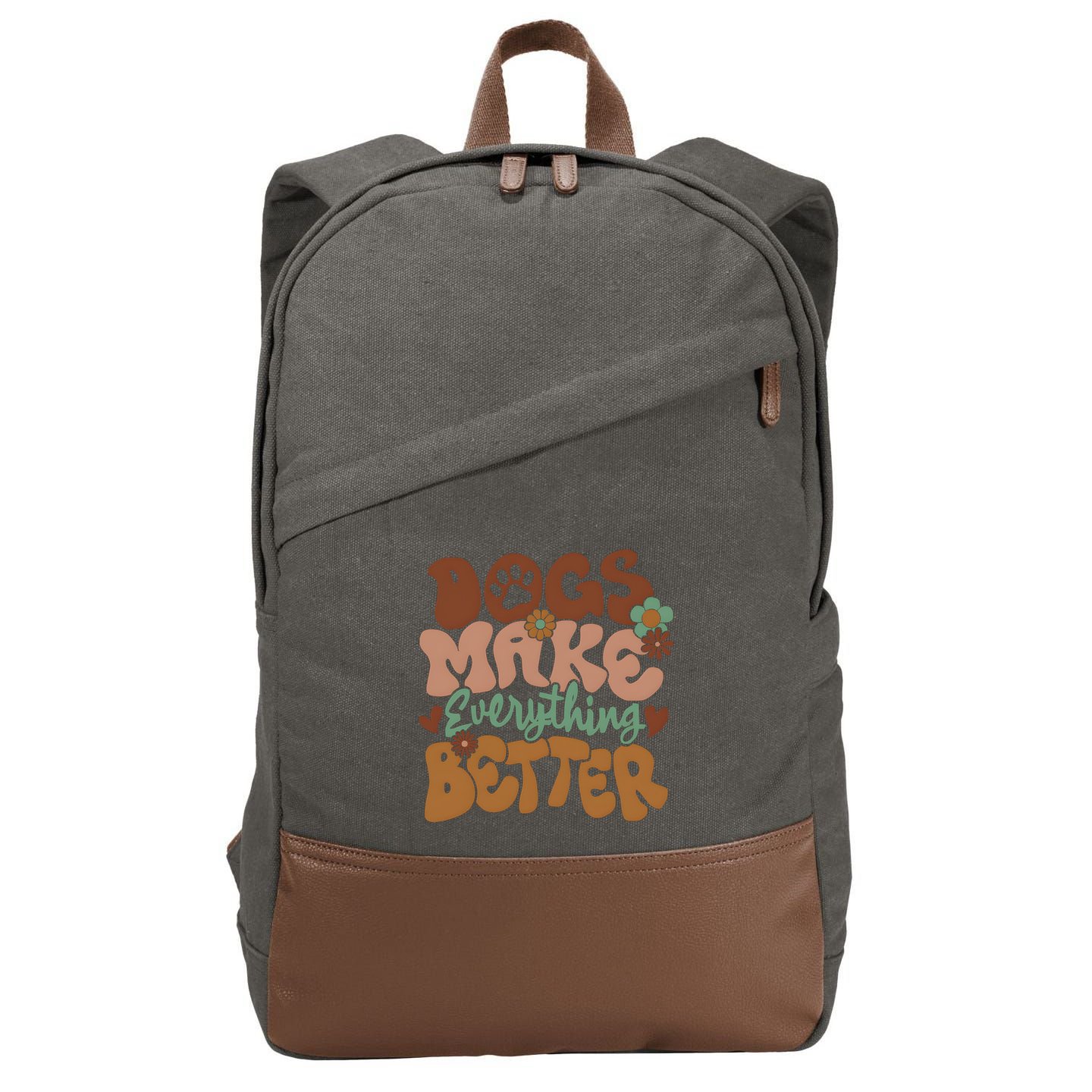 Dogs Make Everything Better Dog Mom Cotton Canvas Backpack