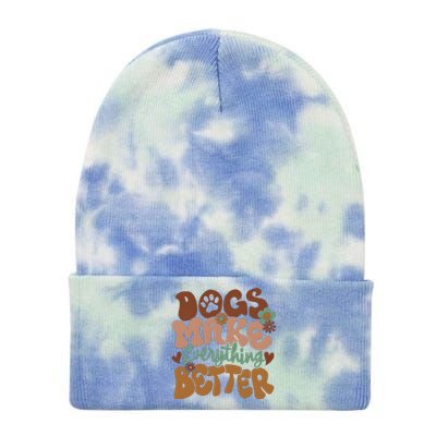 Dogs Make Everything Better Dog Mom Tie Dye 12in Knit Beanie