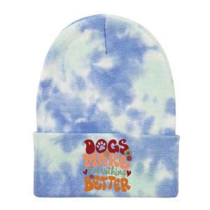 Dogs Make Everything Better Tie Dye 12in Knit Beanie