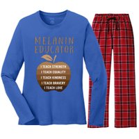 Dope Melanin Educator Clothing African American Teacher Gift Women's Long Sleeve Flannel Pajama Set 