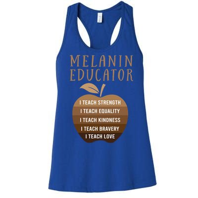 Dope Melanin Educator Clothing African American Teacher Gift Women's Racerback Tank