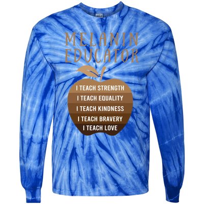 Dope Melanin Educator Clothing African American Teacher Gift Tie-Dye Long Sleeve Shirt