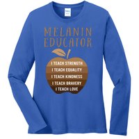 Dope Melanin Educator Clothing African American Teacher Gift Ladies Long Sleeve Shirt