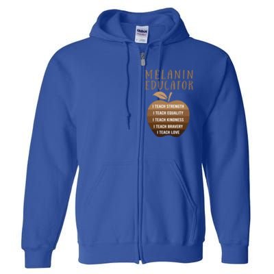 Dope Melanin Educator Clothing African American Teacher Gift Full Zip Hoodie