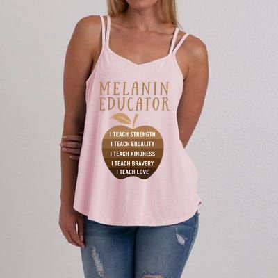 Dope Melanin Educator Clothing African American Teacher Gift Women's Strappy Tank