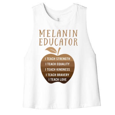 Dope Melanin Educator Clothing African American Teacher Gift Women's Racerback Cropped Tank