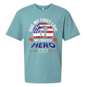 Dad My First Love My Forever Hero Gift Sueded Cloud Jersey T-Shirt