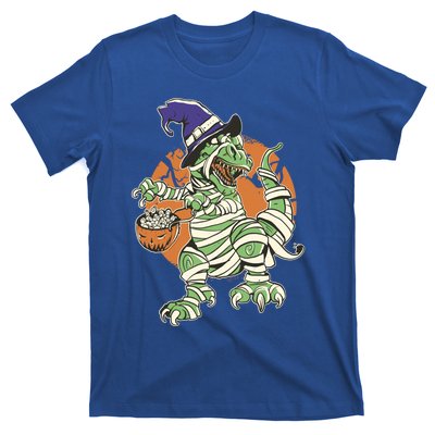 Dinosaur Mummy Funny Dinosaur Wearing A Witch Hat Grunge Gift T-Shirt