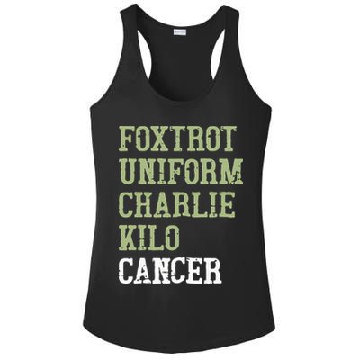 Dave Mustaine Foxtrot Uniform Charlie Kilo Cancer Ladies PosiCharge Competitor Racerback Tank