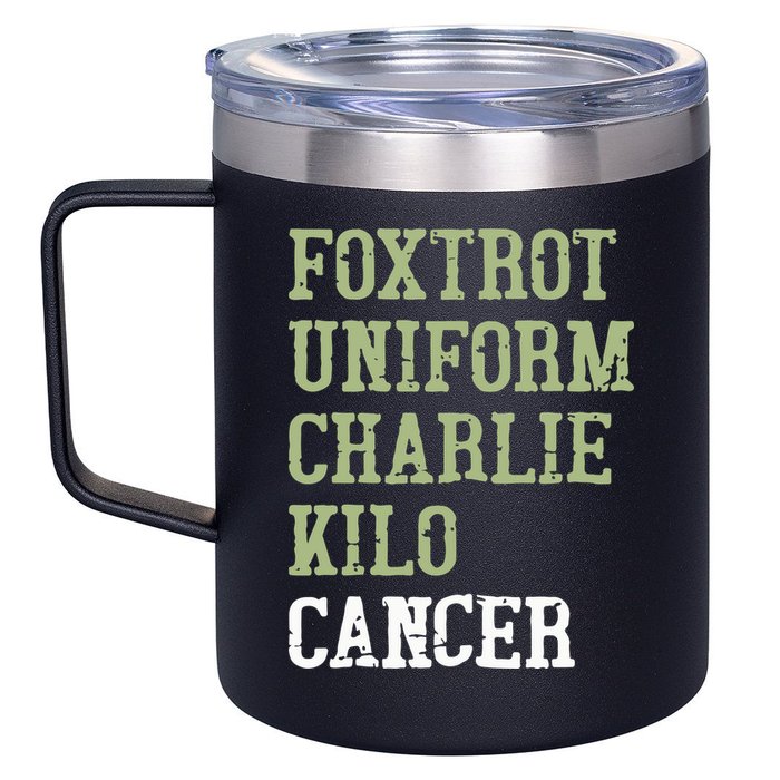 Dave Mustaine Foxtrot Uniform Charlie Kilo Cancer 12oz Stainless Steel Coffee Mug