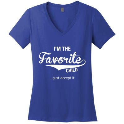 Dads Moms Favorite Funny Sibling Funny Gift Brother Sister Great Gift Women's V-Neck T-Shirt