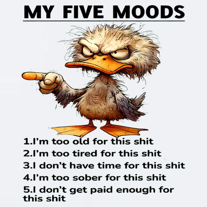 Duck My Five Moods I'm Too Old For This Shit I'm Too Tired  Sueded Cloud Jersey T-Shirt