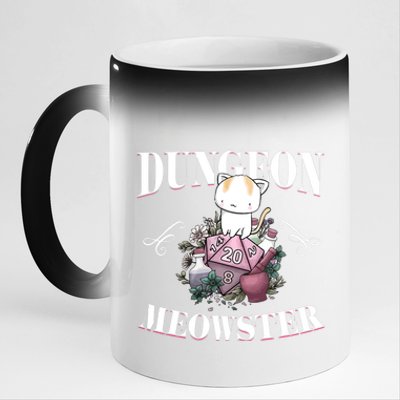 Dungeon Meowster Funny DnD Gamer Cat Lover D20 11oz Black Color Changing Mug