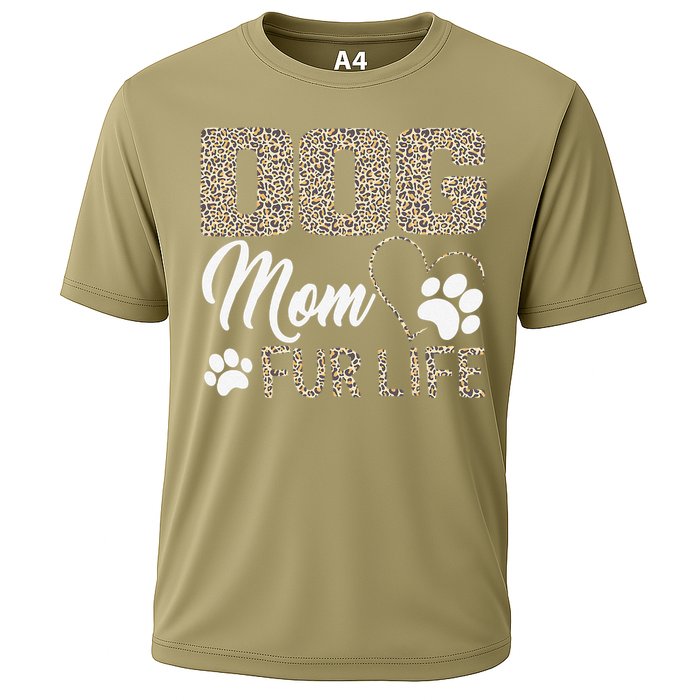 Dog Mom Fur Life Mothers Day Pet Owner Leopard Print Cooling Performance Crew T-Shirt