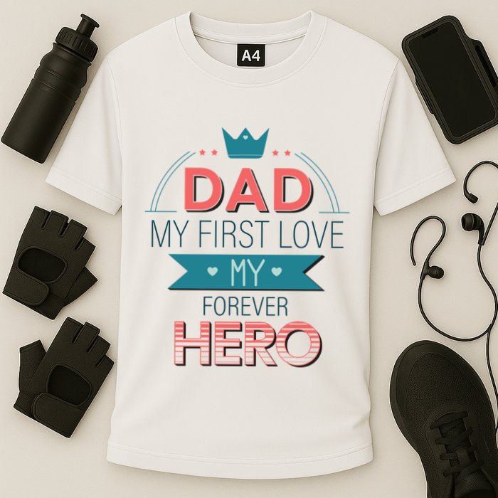 Dad My Frist Love My Forever Hero Cooling Performance Crew T-Shirt