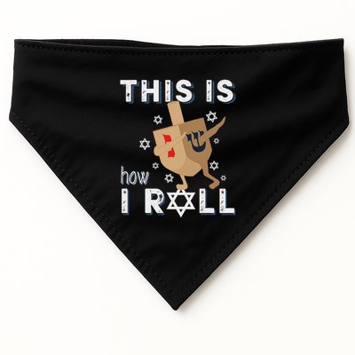 Dreidel Menorah Funny Hanukkah Gift This Is How I Roll USA-Made Doggie Bandana