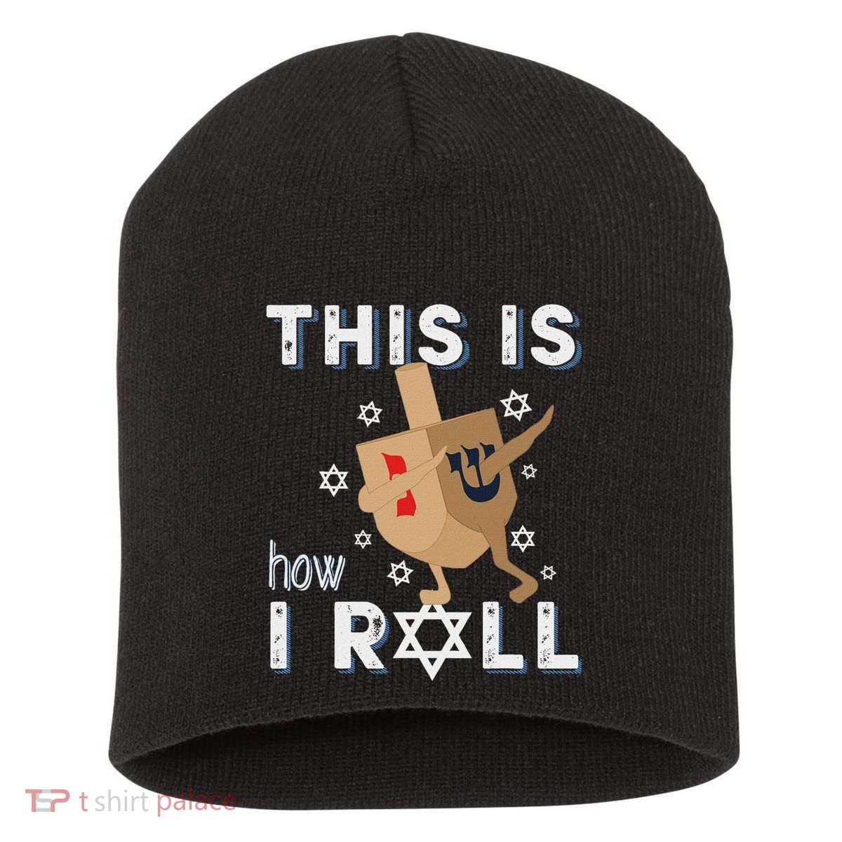 Dreidel Menorah Funny Hanukkah Gift This Is How I Roll Short Acrylic Beanie