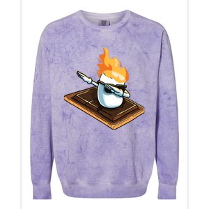 Dabbing Marshmallow Funny Smores Camping Dab Camper Gifts Colorblast Crewneck Sweatshirt