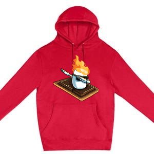 Dabbing Marshmallow Funny Smores Camping Dab Camper Gifts Premium Pullover Hoodie