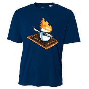 Dabbing Marshmallow Funny Smores Camping Dab Camper Gifts Cooling Performance Crew T-Shirt