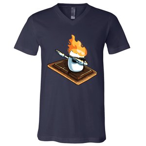 Dabbing Marshmallow Funny Smores Camping Dab Camper Gifts V-Neck T-Shirt