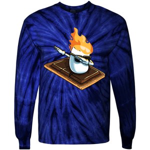 Dabbing Marshmallow Funny Smores Camping Dab Camper Gifts Tie-Dye Long Sleeve Shirt