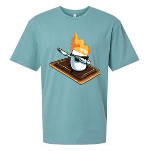 Dabbing Marshmallow Funny Smores Camping Dab Camper Gifts Sueded Cloud Jersey T-Shirt