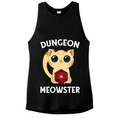 Dungeon Meowster Funny Nerdy Cat D20 RPG Fantasy Game Master Ladies PosiCharge Tri-Blend Wicking Tank
