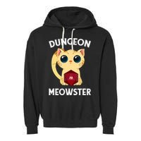 Dungeon Meowster Funny Nerdy Cat D20 RPG Fantasy Game Master Garment-Dyed Fleece Hoodie