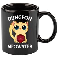 Dungeon Meowster Funny Nerdy Cat D20 RPG Fantasy Game Master 11oz C Handle Ceramic Mug